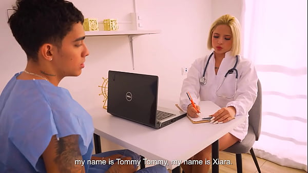 Image Blonde doctor Xiara Dark gets horny checking her patient's HUGE cock - Juan Bustos DOCTOR