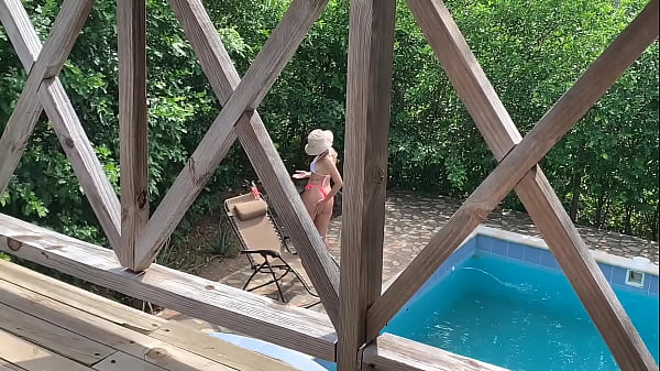 Image While my wife is tanning in the pool, my sister-in-law fucks me on the balcony