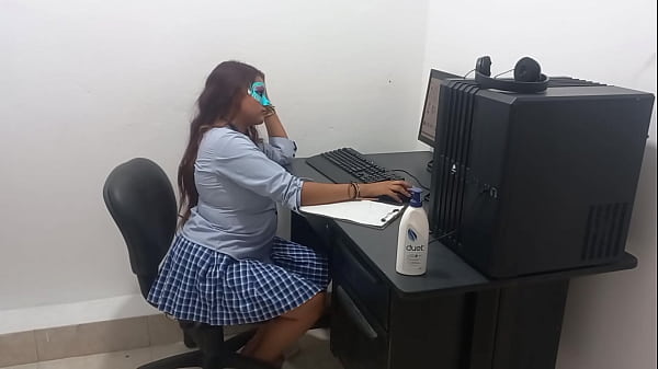 Image 18 years old and I'm studying my computer classes scantily clad because I'm hot