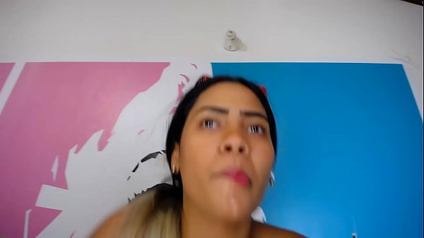 Image brunette latina girl likes to have two cocks down her throat