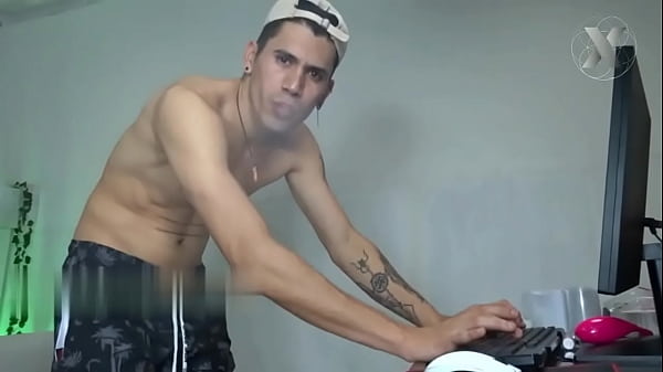 Image beautiful gamer girl has a threesome and they seduce her and make her swallow his cock