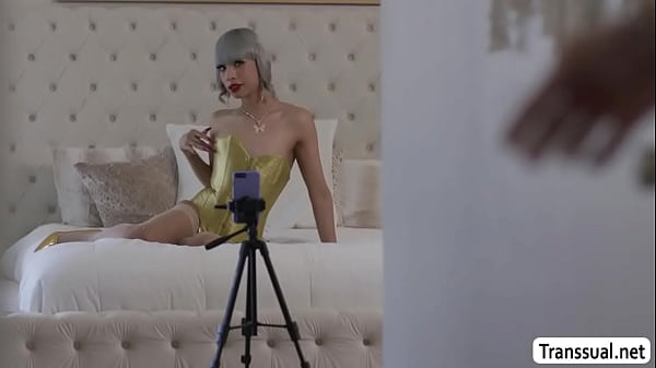 Image My bestfriends TS stepsis suck my dick while live
