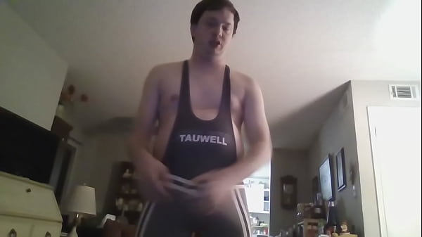 Image Young Man Playing with His Penis in a Westling Suit and Underwear