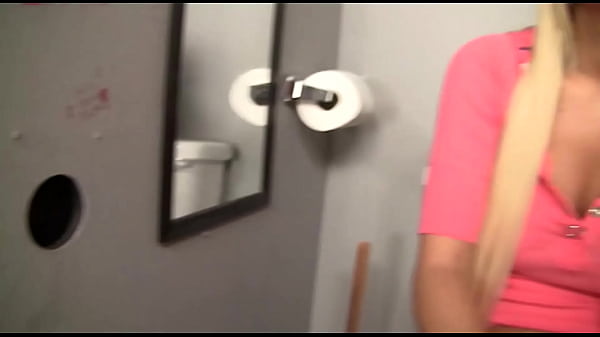 Image Riley Surprised By Big Dick Poking Through The Bathroom Wall, And Sucks It