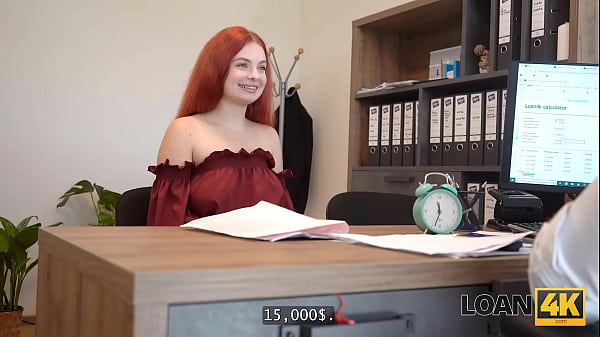 Image LOAN4K. Little redhead whore with big tits jumped on a dick in the office