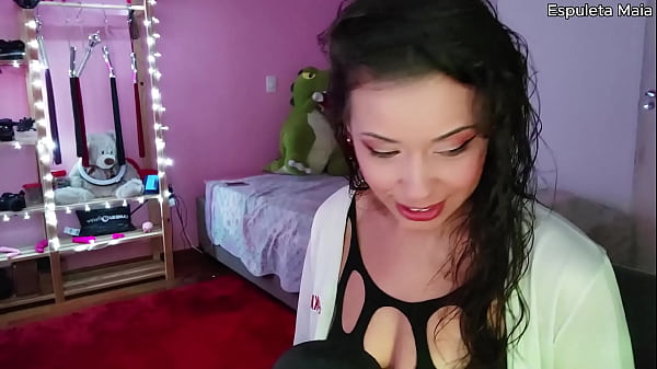 Image hot latina with natural body trying to suck her own breast