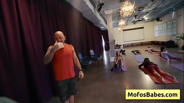 Image Horny blonde busty slut sucking and riding huge dick during her yoga class - Lindsey Lakes, Johnny Love