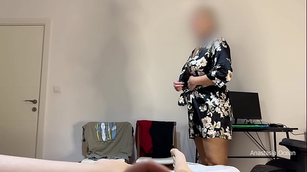 Image My stepmom caught us when I jerk my husband off and she watched how he cum during our talk.