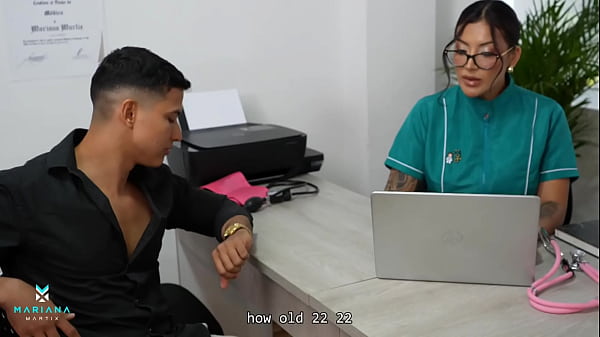 Image A very slutty doctor takes advantage of her patient to get cum in her ass - Mariana Martix & Angel Cruz