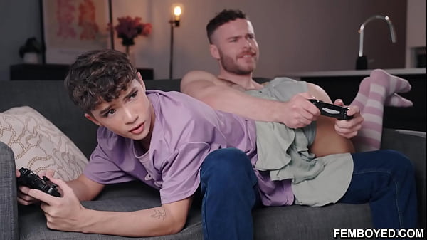 Image Adorable and SUPER cute gamer femboy Sam Ledger gets throat fucked in a hot 69 and then anal fucked by his boyfriend Marcus McNeil