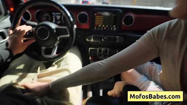 Image Blonde teen give a naughty handjob to her friend while he's driving and suck him good - Chloe Rose, Charles Dera