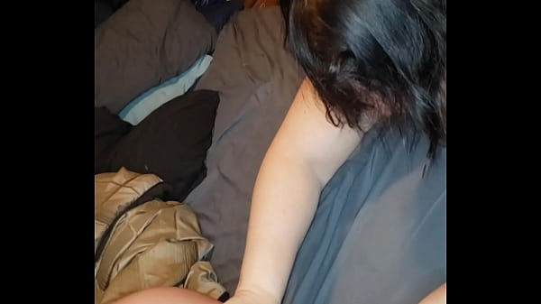 Image Glowing milf sucks hard cock with hard nipples
