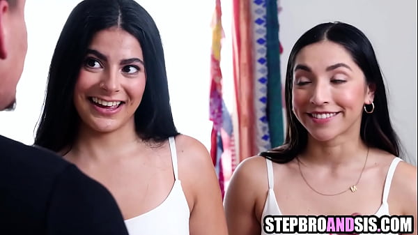 Image Latina stepsisters sharing one cock