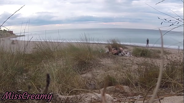 Image French teacher Slut Blowjob Amateur on Nude Beach public front stranger with Cumshot - MissCreamy