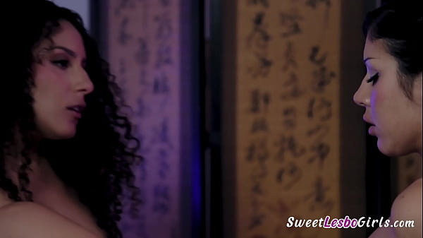 Image Curly teen brunette masseuse seduces her natural busty client and lick her good - Liv Revamped, Queenie Sateen