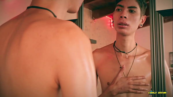 Image Hot Skinny Twink Jerking His Big Cut Cock In Front Of The Mirror