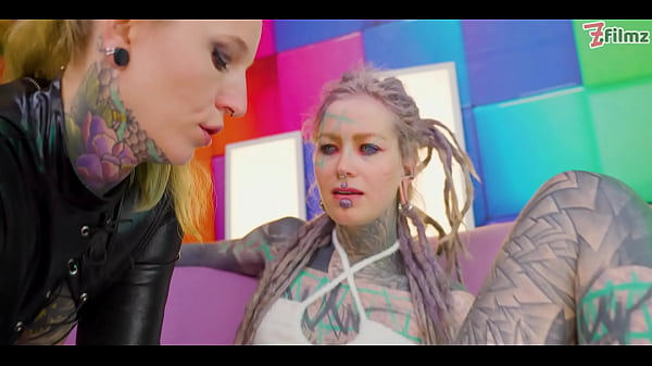 Image Tattoo ALTERNATIVE ANAL sluts share a black tattooed cock - ATM, deepthroat, facial