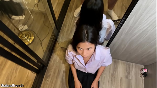 Image Cute 18yo Thai student wearing uniform get fucked by a big white dick