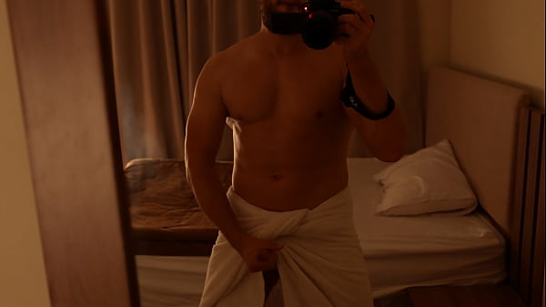 Image Before he could take off his towel, the pumped-up guy began to furiously jerk off his dick