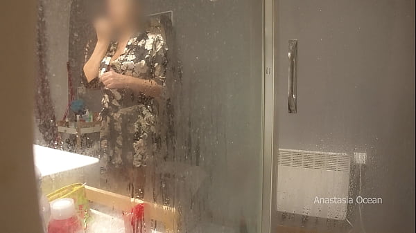 Image Stepmom came to his bathroom, he started jerking, she likes to watch. My pervert family.