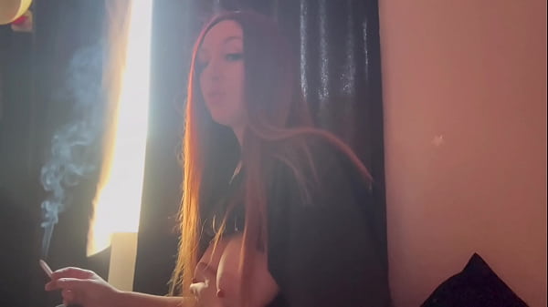 Image Italian Big Tits Milf Artemisia Love Flashing her big tits and Smoking Cigarette smoking
