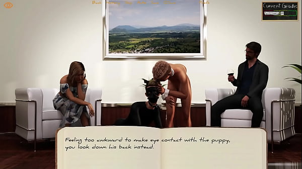 Image Bound To College #07 - Petting The BSDM Latex Dog While I And The HeadMaster Masturbates