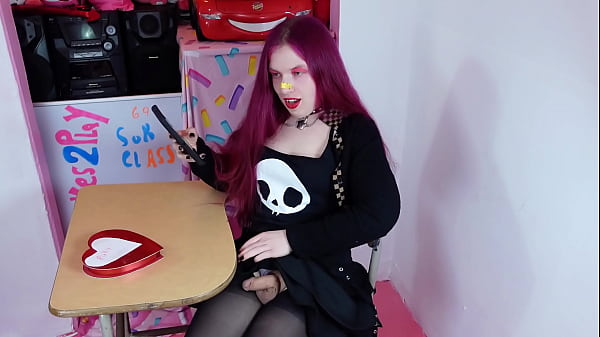 Image Cute Tgirl Cums on Candy During Class