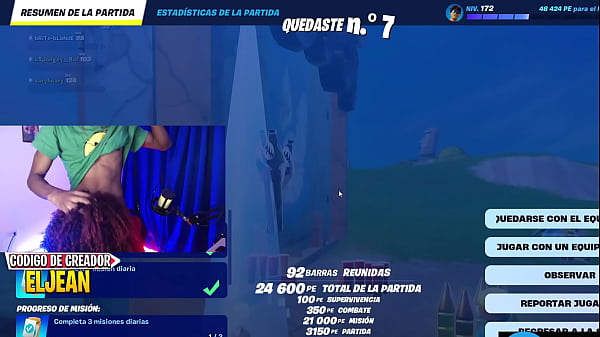 Image my stepsister interrupts me while I was playing fortnite live, to have hard sex