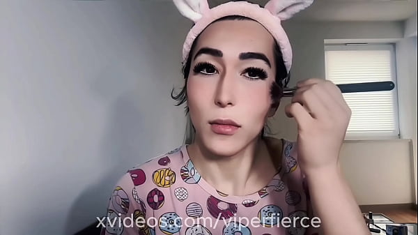 Image Femboy to sexy sissy transformation with makeup and wig
