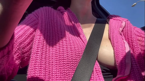 Image Italian Horny Big Tits Milf Artemisia Love Flashing her juicy Tits while driving around