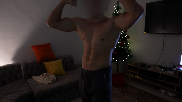 Image Fit jock showing himself and cums at camera