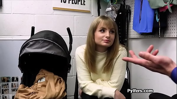 Image Busty blonde tries stolen dildo and sucks officers dick