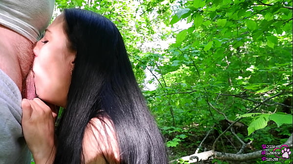 Image Young black haired cocksucker made fat cock cum in the forest