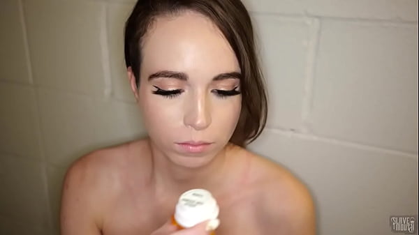 Image Petite sperm slut Brooke Johnson plays with her dom's cum in the filthy basement