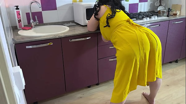 Image Big stepmom with a nice ass bent over and stepson fucked her in anal