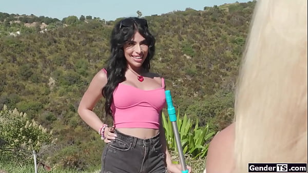 Image Hot coed definitely wants to fuck tgirl poolbabe Avery Lust