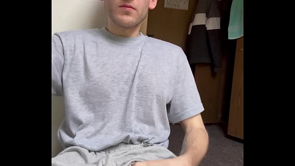 Image Amateur man play with soft to hard big white cock