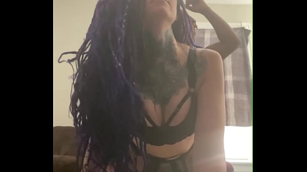 Image Latina with purple dreadlocks takes mean dick from black master