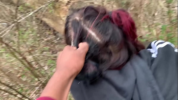 Image Emo slut gets fucked on tree stump in public