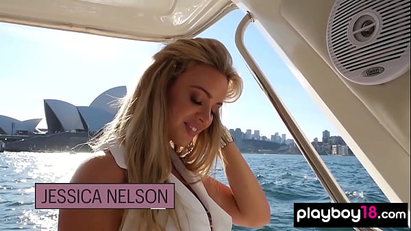 Image Petite newcomer teen blondie Jessica Nelson reveals her pussy on a jacht