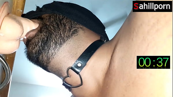 Image Sloppy deepthroat with erotic choker and holding dick in mouth | amazing down view of extreme blowjob
