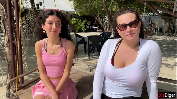 Image Public Pickup Stepmom and Stepdaughter on Beach - Risky Dick Flashing Cum on Face