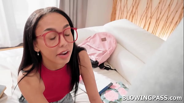 Image Teen latina tips handyman with a blowjob