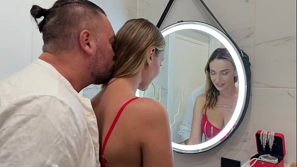 Image Bathroom fuck and pussy creampie