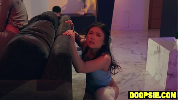 Image Movie night turns to anal threesome for busty tranny and Asian GF