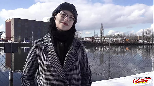 Image GERMAN SCOUT - Black Hair PAWG Glasses Girl Melli Venom Pick Up for First Casting Fuck in Berlin
