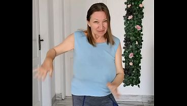 Image Busty Braless GILF MariaOld's Sporty Groove: Strip Dancing in Style!