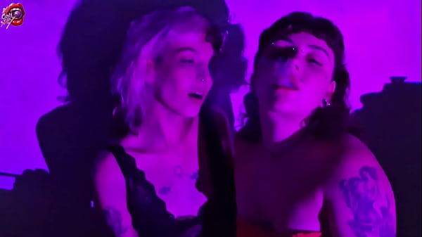 Image 4 little sluts smoking and worshiping their feet, stripping and kissing