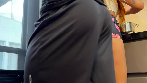 Image Cheeky stepbrother rubs his cock on me while I'm in the kitchen, I let him fuck me until facial