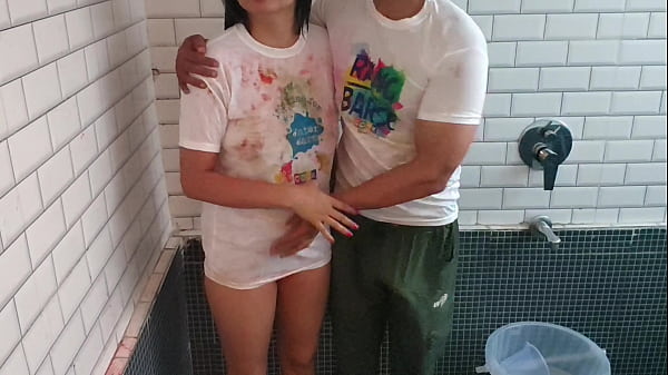 Image holi special: bro fucked Saara anal hard while she wanna play Holi with friends